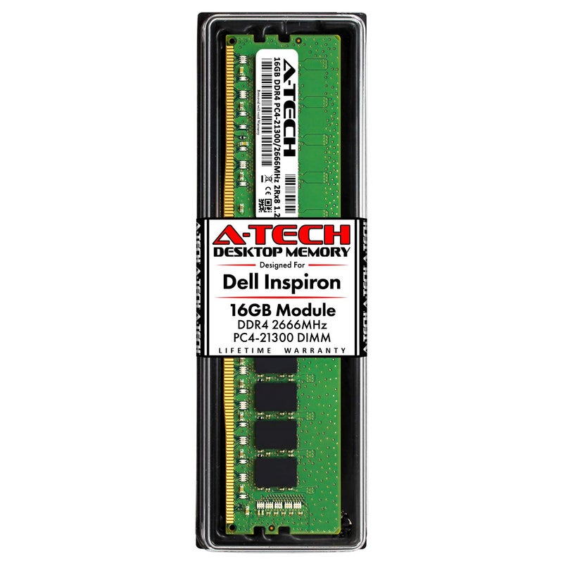 A-Tech 16GB RAM for Dell Inspiron 3470, 3471, 3670, 3671, 5680 | DDR4 2666MHz DIMM PC4-21300 288-Pin Non-ECC UDIMM Desktop Memory Upgrade Module - Image 1